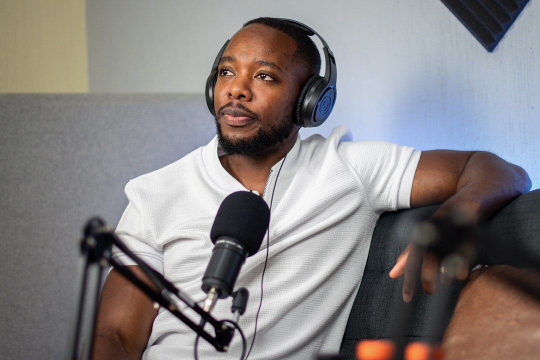 professional interviewer with microphone
